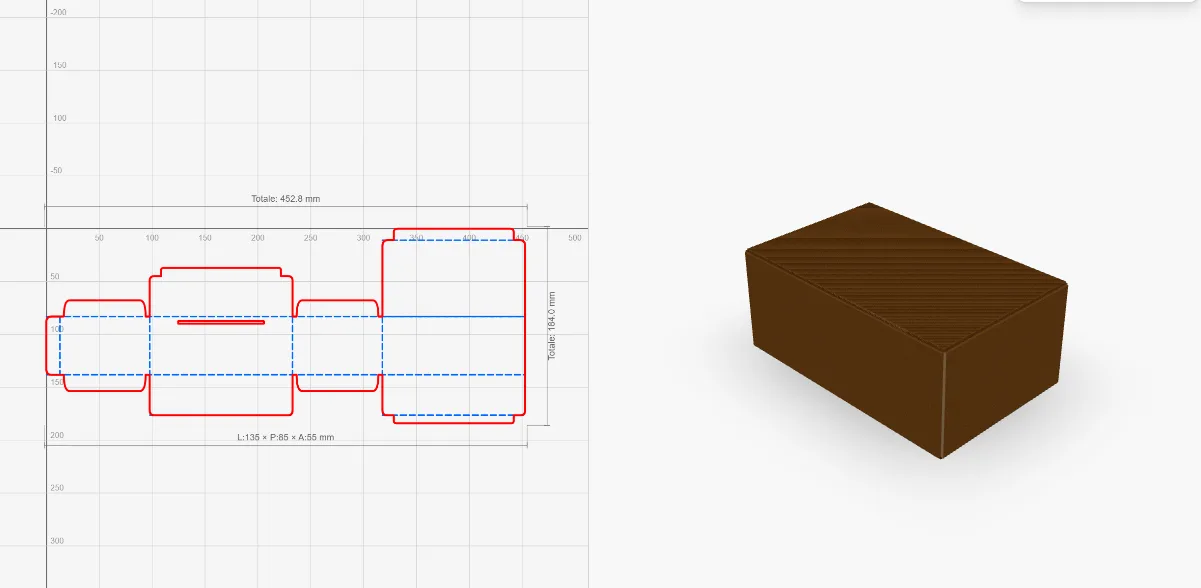 Scatola in anteprima 3D nell'editor