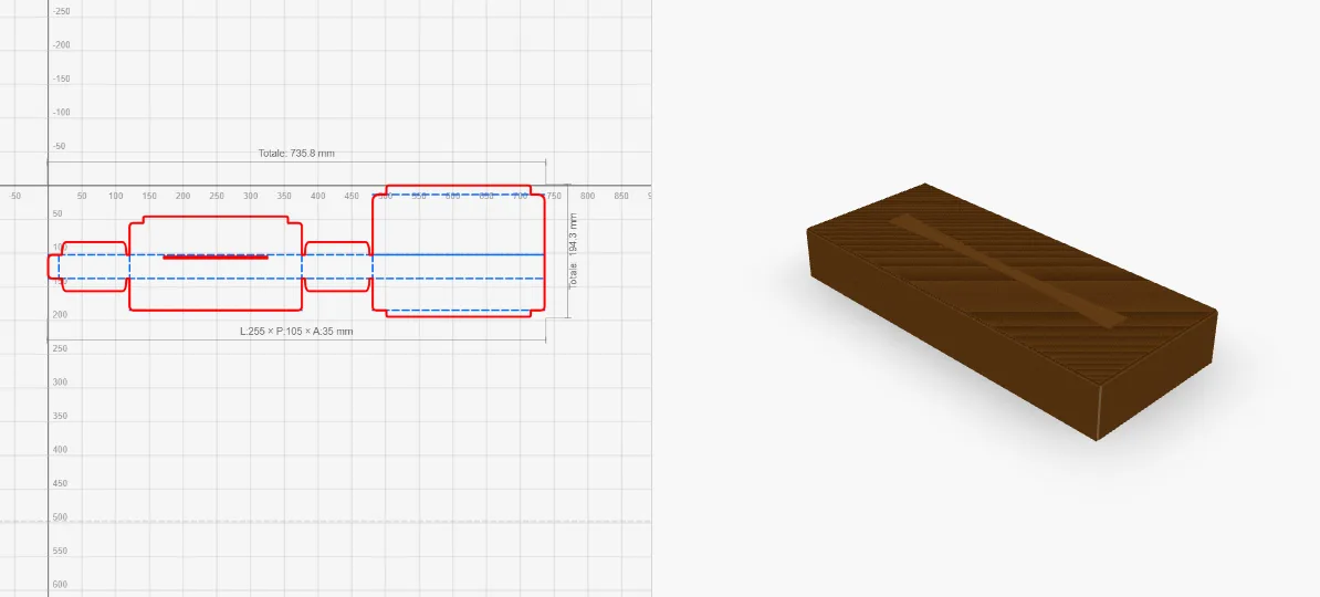 Dieline e 3D di un altro modello
