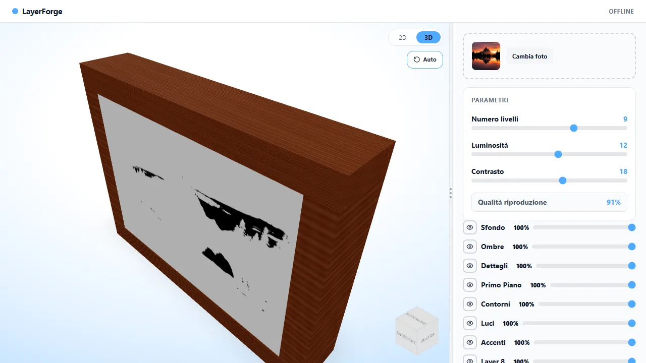 Anteprima 3D esplosa dei livelli