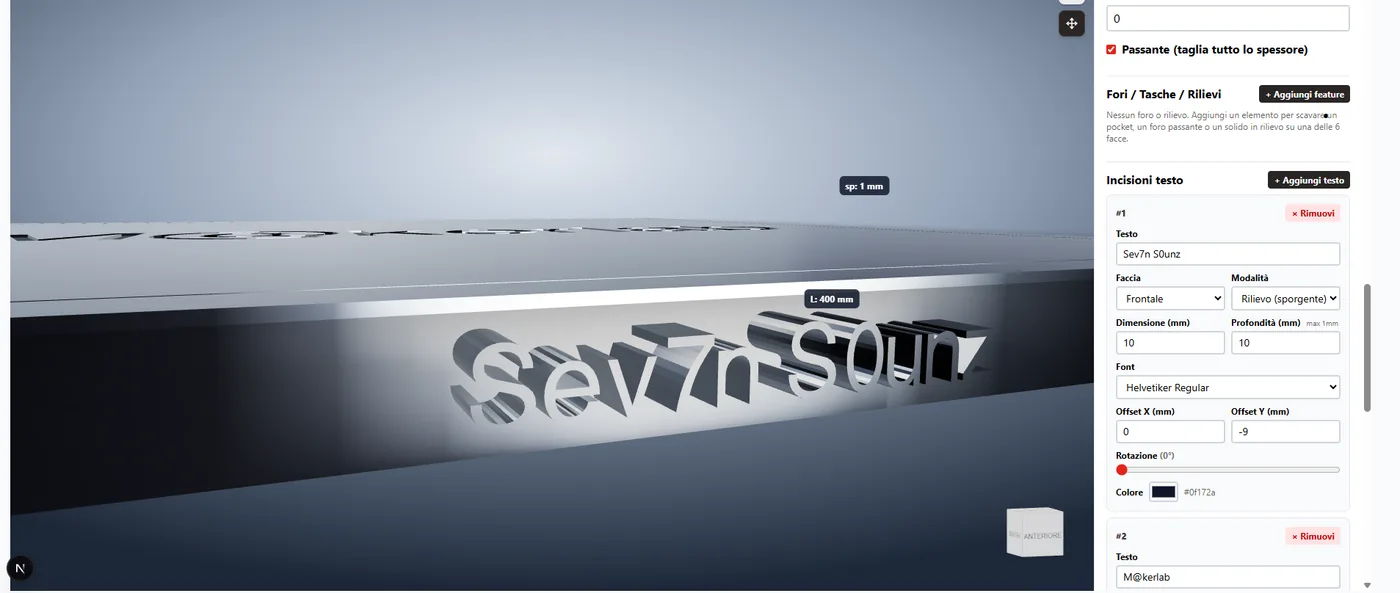 Rilievo nell'editor 3D